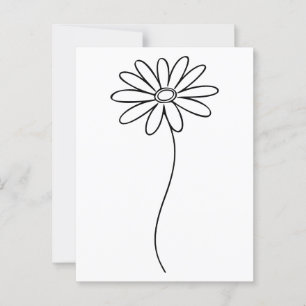 Postal Arte de la línea floral de la margarita minimalist