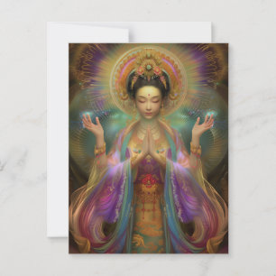 Postal Arte de la oración de la diosa visionaria Quan Yin