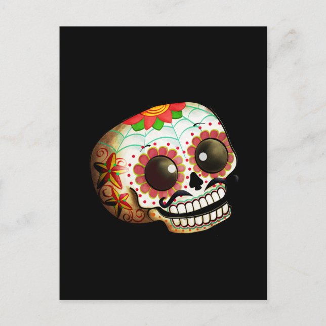 Postal Arte de la pista de azúcar del Día de los Muertos (Anverso)