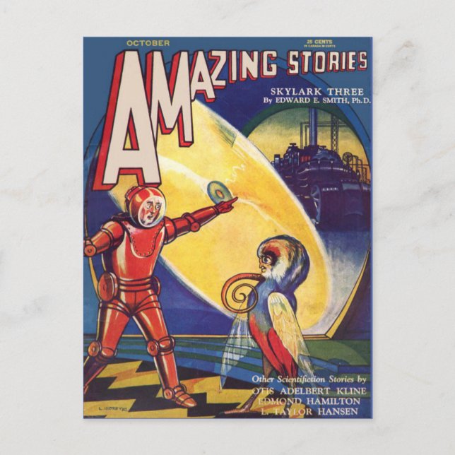 Postal Arte de la portada del libro de ciencia ficción Vi (Anverso)