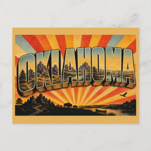 Postal Arte de la pradera del río de las montañas de Okla