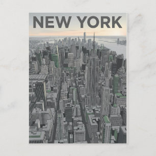 Postal Arte de la silueta minimalista de la ciudad de Nue