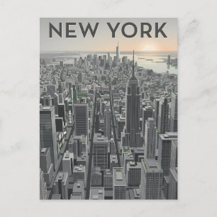 Postal Arte de la silueta minimalista de la ciudad de Nue