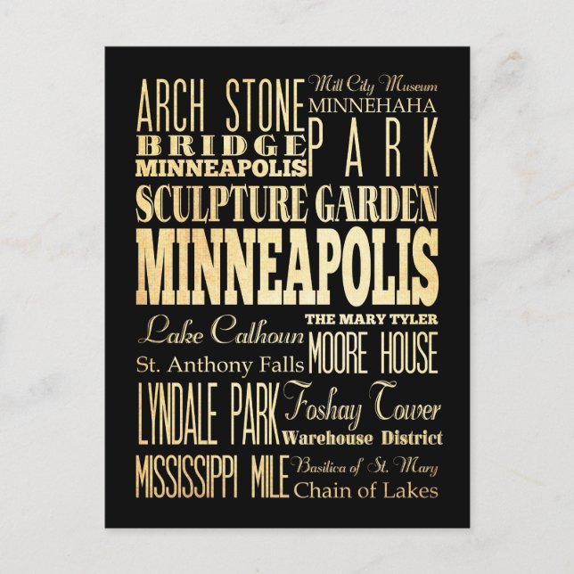 Postal Arte de la tipografía estatal de Minneapolis, ciud (Anverso)