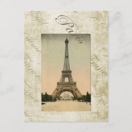 Postal Arte de la Torre Eiffel de Estilo Vintage