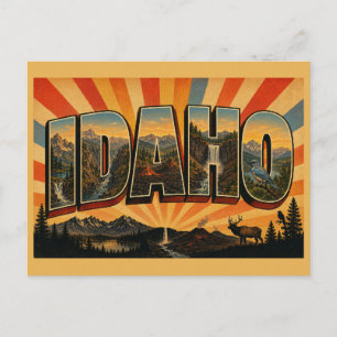 Postal Arte de lagos y cascadas de las montañas de Idaho