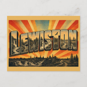 Postal Arte de Lewiston Maine River Falls Bosques Humedal