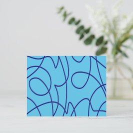 Postal Arte de línea contemporánea en azul