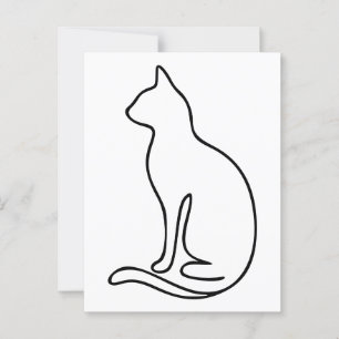 Postal Arte de línea de gato minimalista - Silueta de con