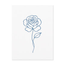 Arte de línea de rosa azul minimalista