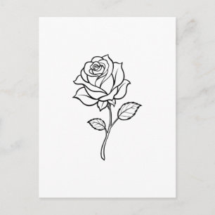 Postal Arte de línea de rosa minimalista floral elegante 
