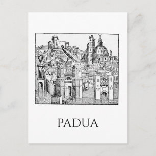 Postal Arte de línea del paisaje urbano medieval minimali
