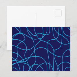 Postal Arte de línea en blues contrastantes