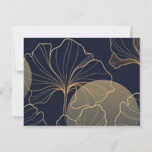 Postal Arte de línea floral de oro