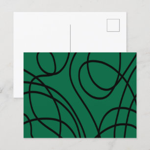 Postal Arte de línea moderna en verde y negro