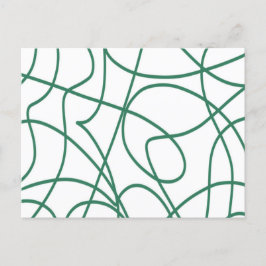 Postal Arte de línea moderna: verde sobre blanco