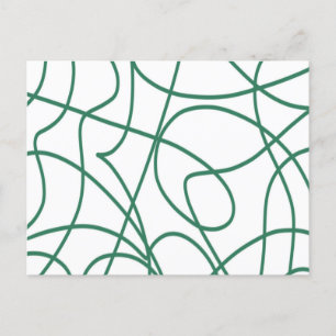 Postal Arte de línea moderna: verde sobre blanco