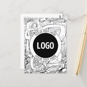Postal Arte de línea moderno original y su logotipo