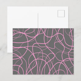 Postal Arte de línea: Rosa en gris