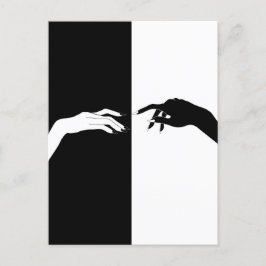Postal Arte de líneas de manos blancas y negras