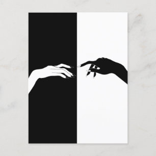 Postal Arte de líneas de manos blancas y negras