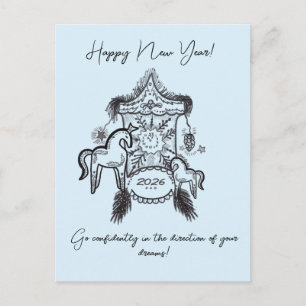 Postal Arte de linterna caprichosa de Año Nuevo del Zodia
