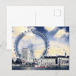 Postal Arte de London Eye Watercolor