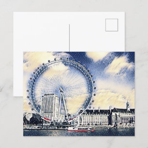 Postal Arte de London Eye Watercolor