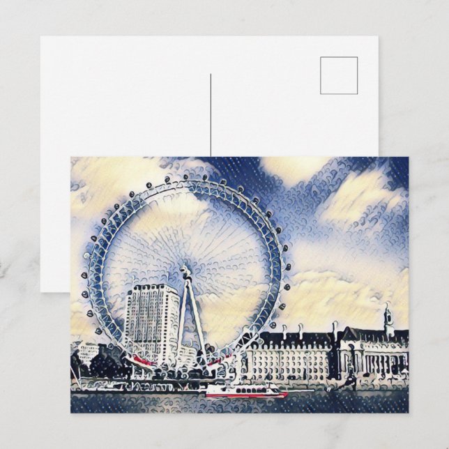 Postal Arte de London Eye Watercolor (Anverso / Reverso)