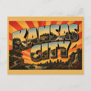Postal Arte de los bosques de las riberas del río Kansas