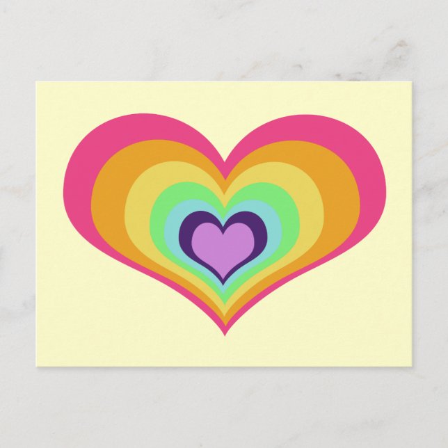 Postal Arte de los corazones arcoiris (Anverso)