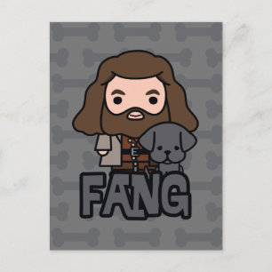 Postal Arte de los personajes de Hagrid y Fang de dibujos