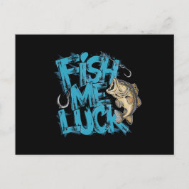 Postal Arte de lubina con grafiti 'Fish Me Luck'