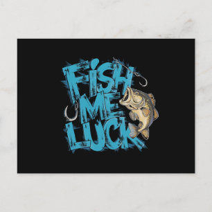 Postal Arte de lubina con grafiti 'Fish Me Luck'