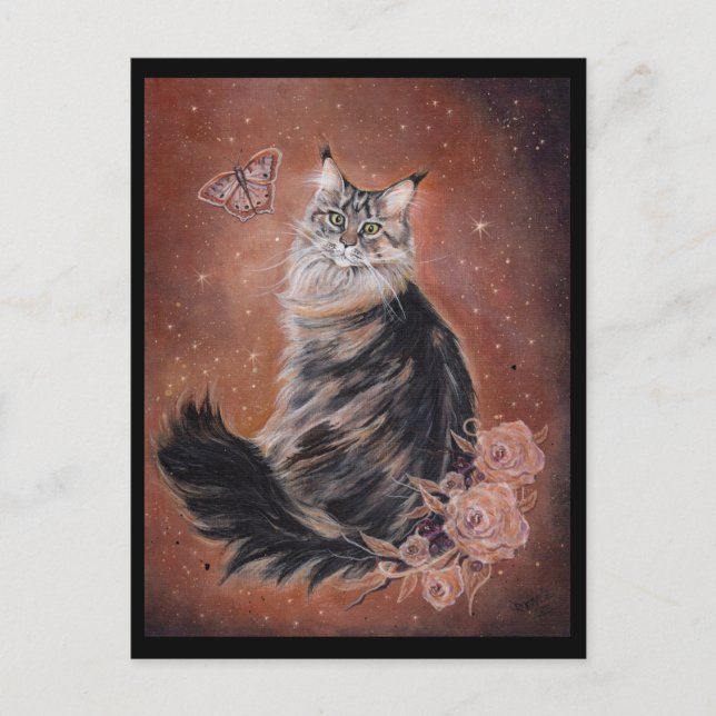 Postal Arte de Maine coon cat por Renee Lavoie (Anverso)