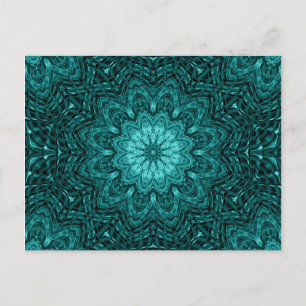 Postal arte de mandala de flores azules de bonito