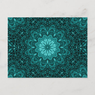 Postal arte de mandala de flores azules de bonito