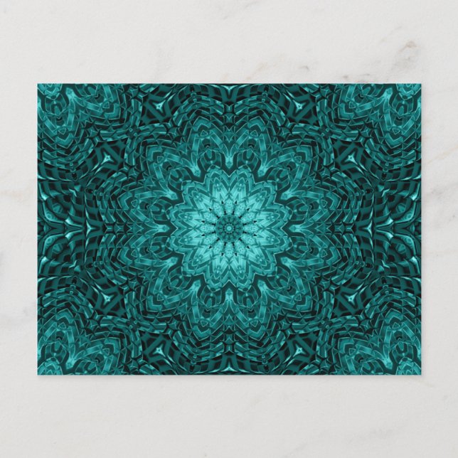 Postal arte de mandala de flores azules de bonito (Anverso)