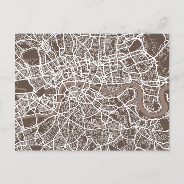 Postal Arte de mapas callejeros de Londres (Anverso)