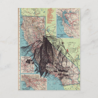 Postal Arte de mapas de California