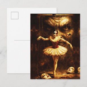 Postal Arte de Marioneta Bailarina de Terror Creepy Puppe