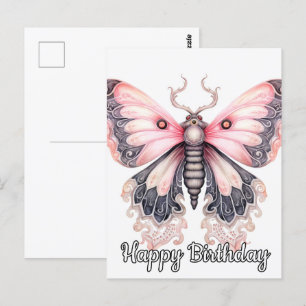 Postal Arte de mariposa descansando hermosa cumpleaños