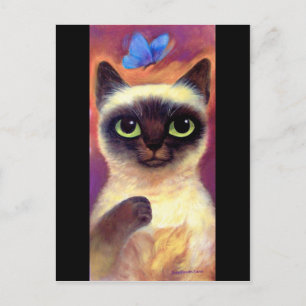 Postal Arte de mariposa felina de gato siamés - múltiple