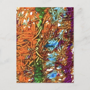 Postal Arte de mármol naranja, verde, azul y morado