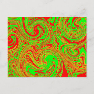 Postal Arte De Mármol Rojo Y Verde