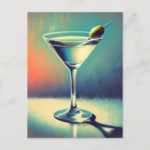 Postal Arte de Martini de Blues que Amo de Mitad de Siglo