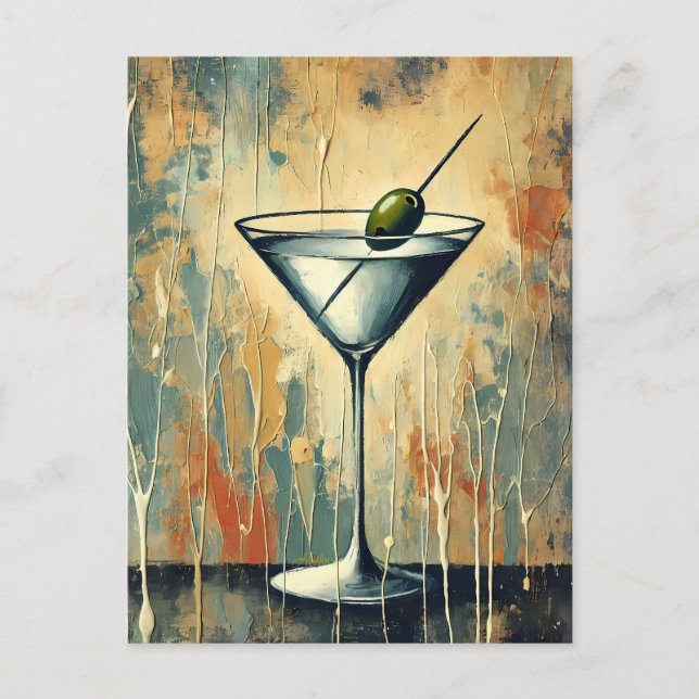 Postal Arte de Martini de Medios Mixtos de Mitad de Siglo (Anverso)
