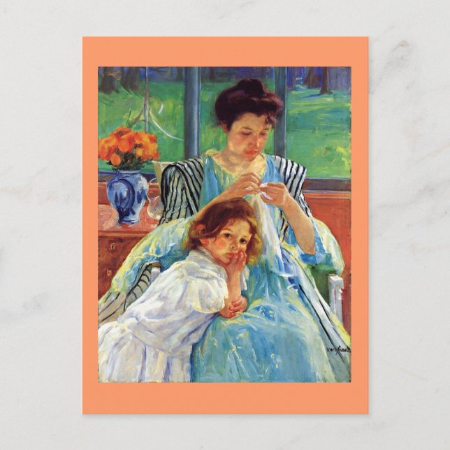 Postal Arte de Mary Cassatt: Madre joven, pintura de Cass (Anverso)