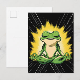 Postal Arte de Meditación de la Rana Zen Super Saiyan Glo
