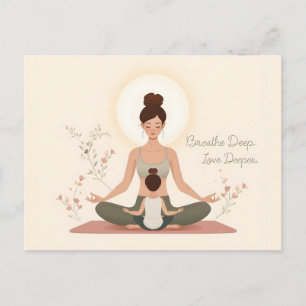 Postal Arte de Meditación Yoga Madre Hijo